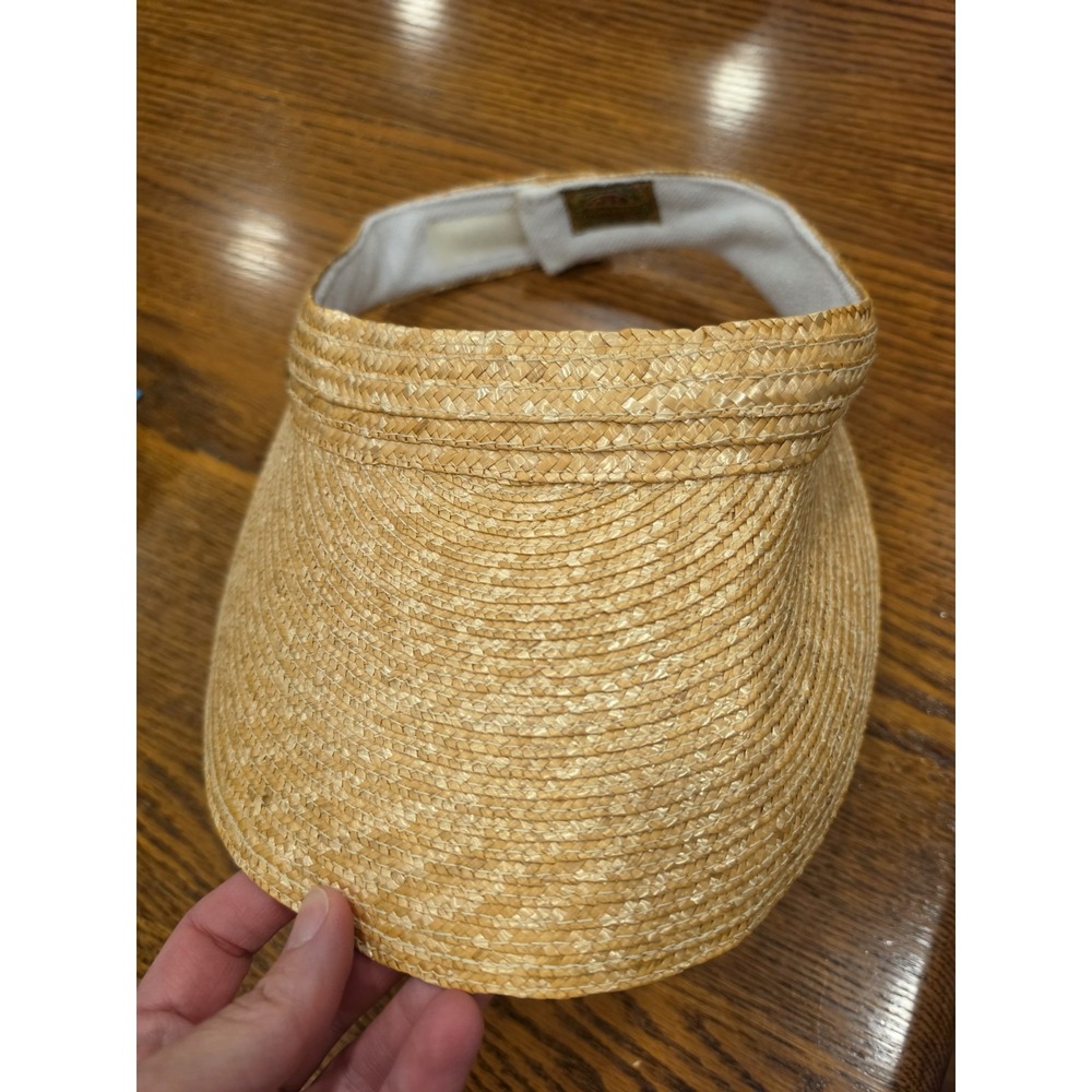 Scala Collezione Straw Sun Visor Natural Tan Adjustable Beach Golf Travel Hat